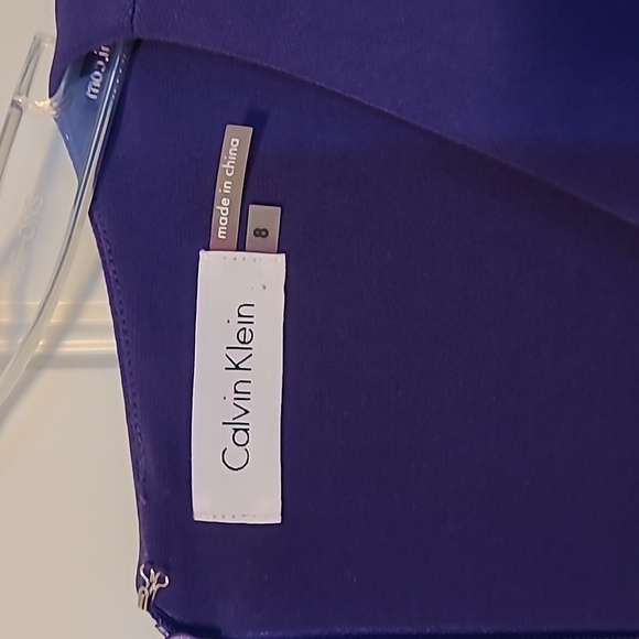 Calvin Klein dark purple sleeveless dress w/ belt - Picture 2 of 4